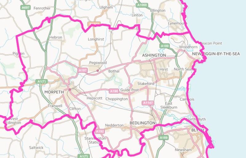 Map of the Wansbeck Parliamentary Constituency